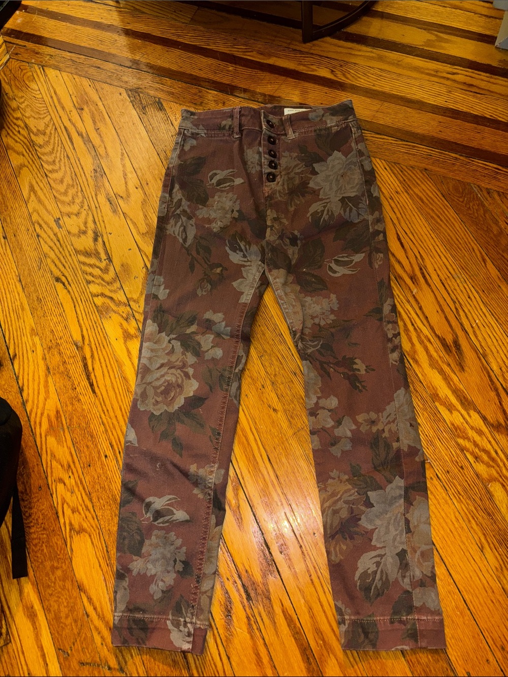 Pilcro Floral Skinny Jeans - Brown and Gray